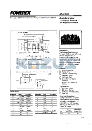 KD424520 datasheet - Dual Darlington Transistor Module (200 Amperes/600 Volts)