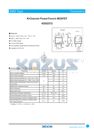 KDD2572 datasheet - N-Channel PowerTrench MOSFET
