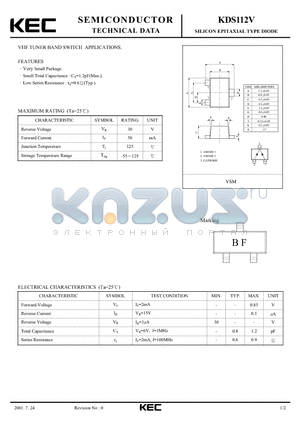 KDS112V datasheet - SILICON EPITAXIAL TYPE DIODE