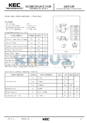 KDS120 datasheet - SILICON EPITAXIAL PLANAR DIODE (ULTRA HIGH SPEED SWITCHING)