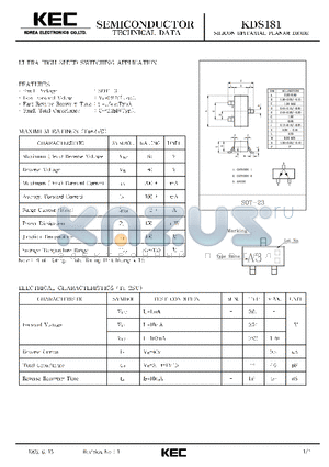 KDS181 datasheet - SILICON EPITAXIAL PLANAR DIODE (ULTRA HIGH SPEED SWITCHING)