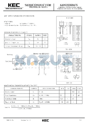 KDS2236M datasheet - VARIABLE CAPACITANCE DIODE SILICON EPITAXIAL PLANAR DIODE