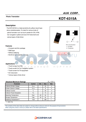 KDT-6315A datasheet - Photo Transistor
