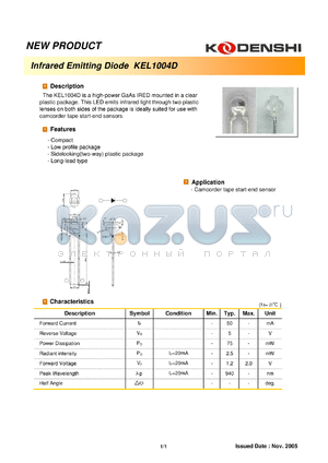 KEL1004D datasheet - Infrared Emitting Diode