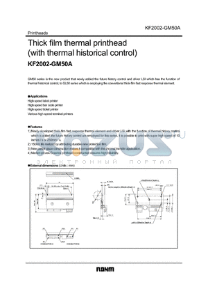 KF2002-GM50A datasheet - Thick film thermal printhead (with thermal historical control)