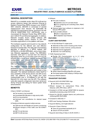 METROXS datasheet - INDUSTRY-FIRST, 5G MULTI-SERVICE ACCESS PLATFORM