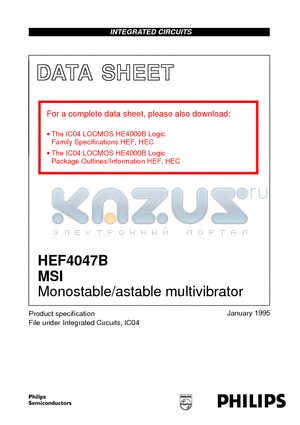 HEF4047BD datasheet - Monostable/astable multivibrator