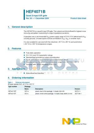 HEF4071B datasheet - Quad 2-input OR gate