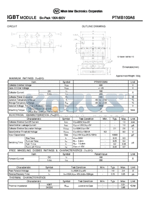 PTMB100A6 datasheet - IGBT MODULE Six-Pack 100A 600V