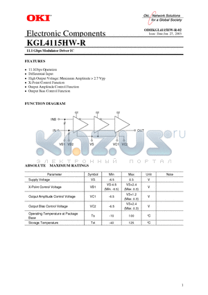 KGL4115HW-R datasheet - 11.1 Gbps Modulator Driver IC