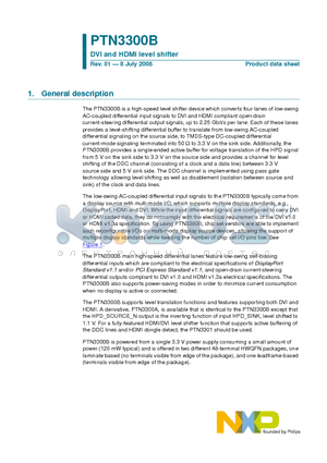 PTN3300BHF datasheet - DVI and HDMI level shifter