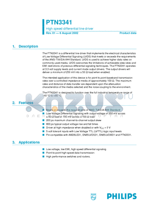 PTN3341DH datasheet - High speed differential line driver