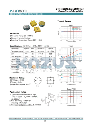 HEM396B datasheet - Broadband Amplifier