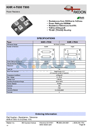 KHR4-T900 datasheet - Power Resistors