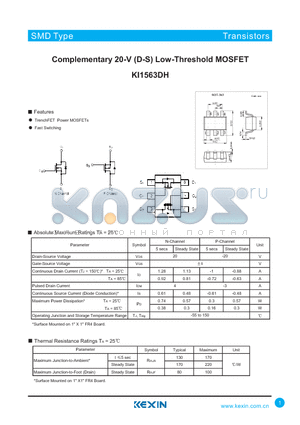 KI1563DH datasheet - Complementary 20-V (D-S) Low-Threshold MOSFET