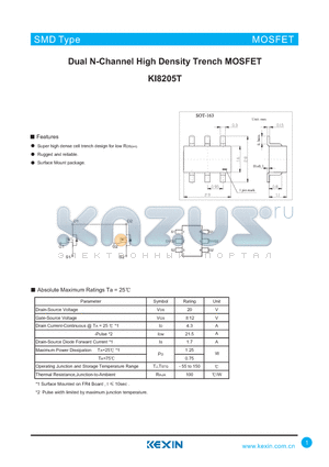 KI8205T datasheet - Dual N-Channel High Density Trench MOSFET