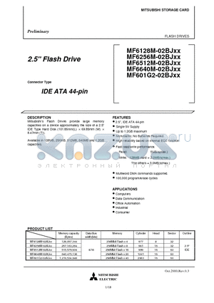 MF6256M-02BJXX datasheet - 2.5 Flash Drive