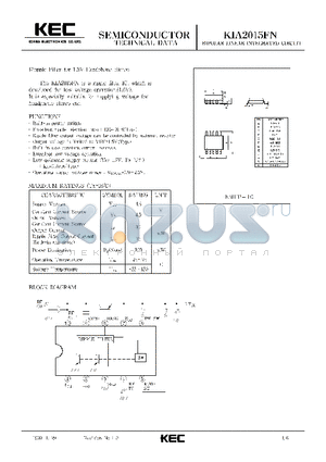 KIA2015 datasheet - BIPOLAR LINEAR INTEGRATED CIRCUIT (RIPPPLE FILTER FOR 1.5V HEADPHONE STEREO)