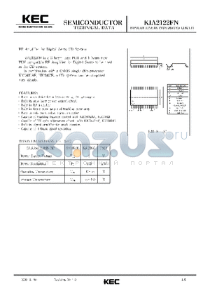 KIA2122FN datasheet - BIPOLAR LINEAR INTEGRATED CIRCUIT (RF AMPLIFIER FOR DIGITAL SERVO CD SYSTEM)