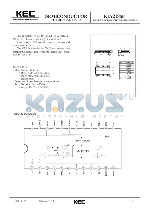 KIA2136F datasheet - BIPOLAR LINEAR INTEGRATED CIRCUIT