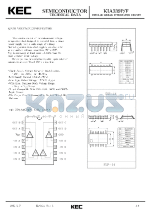 KIA339P datasheet - BIPOLAR LINEAR INTEGRATED CIRCUIT (QUAD VOLTAGE COMPARATORS)