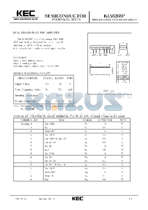 KIA6268P datasheet - BIPOLAR LINEAR INTEGRATED CIRCUIT (DUAL RECORD/PLAY PRE-AMPLIFIER)