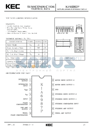 KIA6987P datasheet - BIPOLAR LINEAR INTEGRATED CIRCUIT (TOY RADIO CONTROL DEMODULATOR)