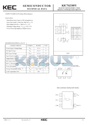 KIC7SZ38FU datasheet - SILICON MONOLITHIC CMOS DIGITAL INTEGRATED CIRCUIT(2-INPUT NAND GATE)