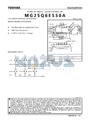 MG25Q6ES50A datasheet - N CHANNEL IGBT (HIGH POWER SWITCHING, MOTOR CONTROL APPLICATIONS)