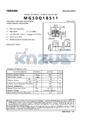 MG50Q1BS11 datasheet - N CHANNEL IGBT (HIGH POWER SWITCHING, MOTOR CONTROL APPLICATIONS)