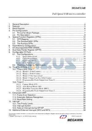 MG84FL54B datasheet - Full-Speed USB micro-controller
