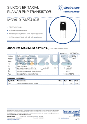 MG9410-R datasheet - SILICON EPITAXIAL PLANAR PNP TRANSISTOR