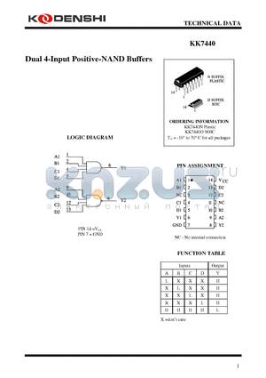 KK7440 datasheet - Dual 4-Input Positive-NAND Buffers