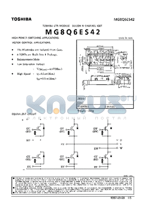 MG8Q6ES42 datasheet - N CHANNEL IGBT (HIGH POWER SWITCHING, MOTOR CONTROL APPLICATIONS)