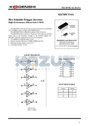 KK74HCT14AN datasheet - Hex Schmitt-Trigger Inverter High-Performance Silicon-Gate CMOS