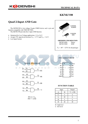 KK74LV08N datasheet - Quad 2-Input AND Gate