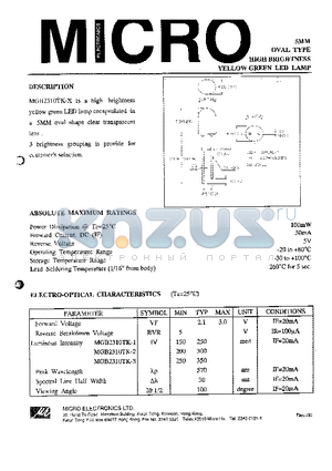 MGB2310TK-X datasheet - 5MM OVAL TYPE HIGH BRIGHTNESS YELLOW GREEN LED LAMP