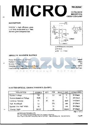 MGB36C datasheet - ULTRA HIGH BRIGHTNESS GREEN LED LAMP