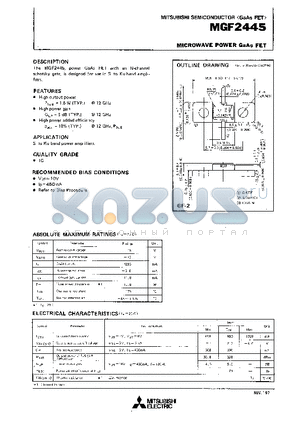 MGF2445 datasheet - MICROWAVE POWER GaAs FET