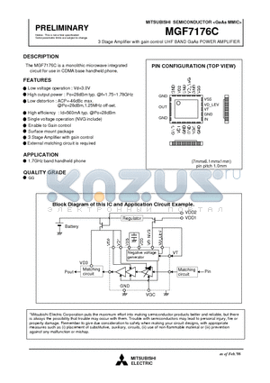 MGF7176C datasheet - 3 Stage Amplifier with gain control UHF BAND GaAs POWER AMPLIFIER