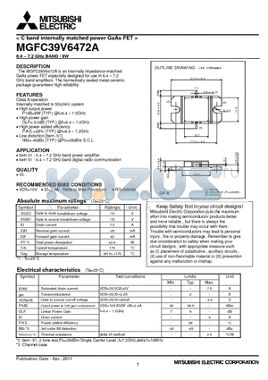 MGFC39V6472A_11 datasheet - C band internally matched power GaAs FET