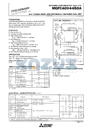 MGFC40V4450A datasheet - 4.4 - 5.0GHz BAND 10W INTERNALLY MATCHED GaAs FET