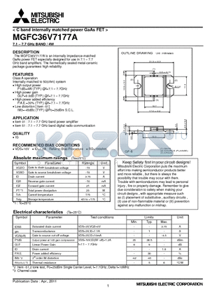 MGFC36V7177A_11 datasheet - C band internally matched power GaAs FET