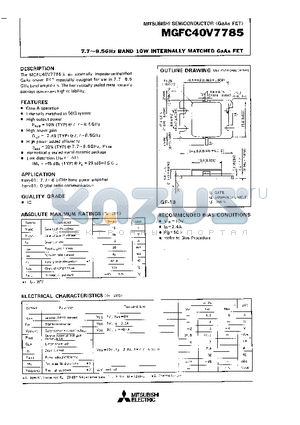 MGFC40V7785 datasheet - 7.7 - 8.5GHz BAND 10W INTERNALLY MATCHED GaAs FET