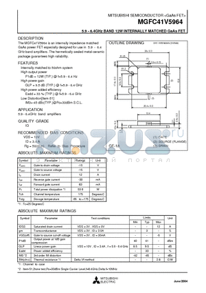 MGFC41V5964_04 datasheet - 5.9 - 6.4GHz BAND 12W INTERNALLY MATCHED GaAs FET