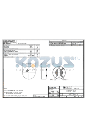 PUM-3546L-R datasheet - MICROPHONE