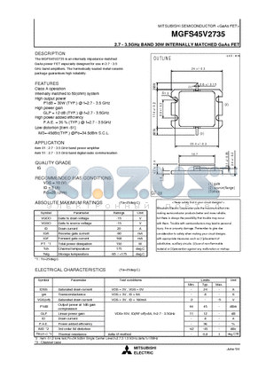 MGFS45V2735 datasheet - 2.7 - 3.5GHz BAND 30W INTERNALLY MATCHED GaAs FET