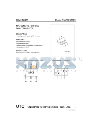 PUMX1 datasheet - NPN GENERAL PURPOSE DUAL TRANSISTOR