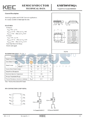 KMB7D0NP30QA_11 datasheet - N and P-Ch Trench MOSFET