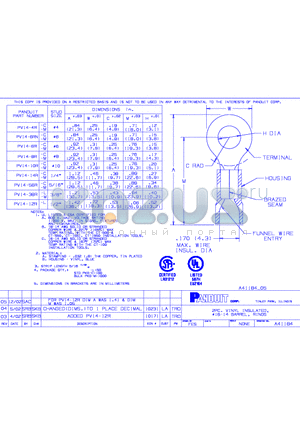 PV14-8R-M datasheet - 2PC VINYL INSULATED 16-14 BARREL, RINGS